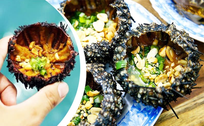 Nhum chế biến với hành và đậu phộng